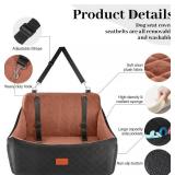 Wooaidagg Dog Car Seat for Medium & Large Dogs Up to 55lbs, Memory Foam Cushion, Washable Cover, Safety Straps & Non-Slip Bottom(Black/Brown,Large)