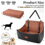 Wooaidagg Dog Car Seat for Medium & Large Dogs Up to 55lbs, Memory Foam Cushion, Washable Cover, Safety Straps & Non-Slip Bottom(Black/Brown,Large)