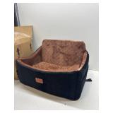 Wooaidagg Dog Car Seat for Medium & Large Dogs Up to 55lbs, Memory Foam Cushion, Washable Cover, Safety Straps & Non-Slip Bottom(Black/Brown,Large)
