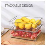 Stackable Refrigerator Organizer Bins, 6 Pack Clear Kitchen Organizer Container Bins with Handles and 20 PCS Plastic Bags for Pantry, Cabinets, Shelves, Drawer, Freezer - Food Safe, BPA Free 10"L