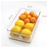 Stackable Refrigerator Organizer Bins, 6 Pack Clear Kitchen Organizer Container Bins with Handles and 20 PCS Plastic Bags for Pantry, Cabinets, Shelves, Drawer, Freezer - Food Safe, BPA Free 10"L