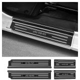 4PCS Door Sill Protector for Jeep Wrangler JL JLU 2018-2025 2026 & Gladiator JT 2020-2025 2026 Accessories Stainless Steel Front and Rear Door Car Pedal Kick Protection (Black Brushed)