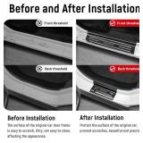 4PCS Door Sill Protector for Jeep Wrangler JL JLU 2018-2025 2026 & Gladiator JT 2020-2025 2026 Accessories Stainless Steel Front and Rear Door Car Pedal Kick Protection (Black Brushed)