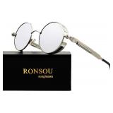 RONSOU Steampunk Style Round Vintage Polarized Sunglasses Retro Eyewear UV400 Protection Matel Frame