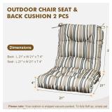 Outdoor Patio Chair Cushions 2 Pack, Seat Back with Ties, Water Resistant Tufted Seat Pads, 42