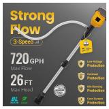 Brushless Stick Water Transfer Pump Compatible with Dewalt 20V Battery(Tool Only), 720GPH Cordless Water Pump Submersible Sump Pump Utility Pump for Pool Garden Pond