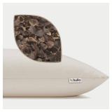 Hullo Buckwheat Pillow   Small Size (14x20), Organic Adjustable Cooling Pillow for Side & Back Sleepers, Firm Neck Support   Breathable Cotton Cover   Made in USA