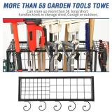 Garden Tool Organizer for Garage, Garden Tool Rack, Up to 58 Long Handled Tools, Yard Tool Holder for Garage, Shed, Outdoor, Tool Stand, Black (Garden Tool Rack)