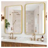$120 FICTOR Bathroom Mirror, 2 Pack 36"x24" Gold Framed Vanity Mirror for Wall, Shatterproof &Anti-Rust Bathroom Mirrors for Over Sink, Bedroom, Living Room, Entryway, Vertical/Horizontal Mount