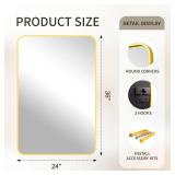 $120 FICTOR Bathroom Mirror, 2 Pack 36"x24" Gold Framed Vanity Mirror for Wall, Shatterproof &Anti-Rust Bathroom Mirrors for Over Sink, Bedroom, Living Room, Entryway, Vertical/Horizontal Mount