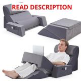 $130 Wedge Pillow Set for After Surgery Recovery, Reading Pillow with Breathable Seersucker, Adjustable Memory Foam Neck Pillow,Foam Leg Pillow,Relieves Neck,Leg Pain,Sleep Apnea(Dark Grey, 9PCS.)