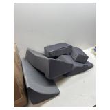 $130 Wedge Pillow Set for After Surgery Recovery, Reading Pillow with Breathable Seersucker, Adjustable Memory Foam Neck Pillow,Foam Leg Pillow,Relieves Neck,Leg Pain,Sleep Apnea(Dark Grey, 9PCS.)