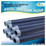 U.S. Pool Supply Pool Vacuum Hose, 8 Piece Pool Hose Set - 40" Blue Flexible Spiral Wound Connector Sections with 1.5" Male & Female Cuff Ends, Replacement Fits Most Inground Automatic Cleaner Brands