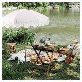 Rayjee 6.5FT Patio Umbrella with Fringe, UV Protection Beach Umbrella with Tilt & Adjustable Height, Includes Carry Bag & Ground Stake, Outdoor Umbrella for Pool, Garden, Backyard