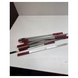 Idong 10 PCS Kabob Skewers 23.6" Flat Stainless Steel BBQ Skewers for Grilling Meat with Wood Handle and Tip Guards, Heavy Duty Reusable for Koobideh Persian Brazilian Shish Kebab