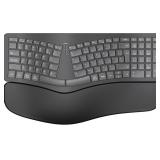 MOKURU Wireless Ergonomic Keyboard, Split Keyboard with Wrist Rest, Full Size 2.4G BT Computer Keyboard, Compatible with Windows, Mac OS, PC Computer/Laptop (Black)