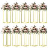 $118 23.6inch 10 pcs Column Vases Gold Centerpieces for Table Metal Flower Stand Gold Wedding Centerpieces for Tables Party Floral Stands for Flowers