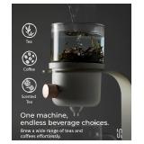 Glass Tea Pot with Infusers for Loose Tea and Drip Coffee Pour Over, Semi Automatic Tea Set with Magnetic Clear Teapot, White