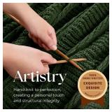 Boho Knitted Chenille Blanket with Tassels - Lightweight & Soft All-Season Throw - 3D Classic Pattern for Living Room Bedroom Couch, Imperial Green, Throw 50"x60"