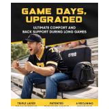 $170 BRAWNTIDE Stadium Seat for Bleachers with Back Support - Wide Padded Reclining Bleacher Seat, Portable Folding Stadium Chair with Armrests, Hooks, Straps, Cup Holders & Pockets (Black, 23", 2 Pac