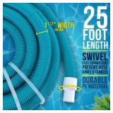 U.S. Pool Supply 1-1/2" x 25 Foot Professional Above Ground Swimming Pool Vacuum Hose with Swivel Cuff - Removable Cuff, Cut to Fit - Compatible with Filter Pumps, Filtration Systems, Chlorinators