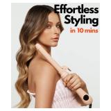 Rotating Curling Iron 1 inch 2025 New Version - Automatic Hair Curler - Self Spinning Curling Wand for Medium to Long Hair Length (Peach)