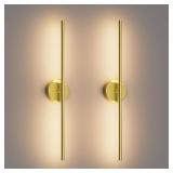 28In Gold Wall Sconce Set of Two,Modern Hardwired Bathroom Wall Sconces Vantiy Light 3000K LED 360  Rotatable for Bedroom Bathroom Living Room (2 Pack)