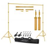 HYJ-INC 10ft x 7ft - Titanium Gold Adjustable Photography Backdrop Support System Photo Video Studio Background Stand Kit with Carry Bag for Portrait & Studio Photography