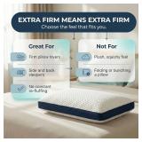 Extra Firm Pillow, Memory Foam Core Support for Side and Back Sleepers, Neck Alignment, Comfortable Loft, Washable Cover, Fits Standard Pillowcases, Designed to Hold Shape Night After Night