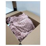Exclusivo Mezcla Fleece Throw Blanket for Couch, Extra Large Fuzzy Dusty Pink Bed Blankets, Soft Cozy Plush Sofa Throws for All Seasons, 50x70 Inches