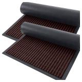 OLANLY Front Door Mat Indoor Outdoor Entrance, 2-Pack 29.5 x 17 Inch, Waterproof Heavy Duty Doormat, Fade Resistant, Low Profile, Easy Clean Patio Porch Welcome Floor Mats for Entry, Brown