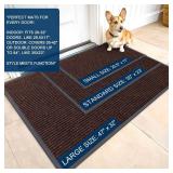 OLANLY Front Door Mat Indoor Outdoor Entrance, 2-Pack 29.5 x 17 Inch, Waterproof Heavy Duty Doormat, Fade Resistant, Low Profile, Easy Clean Patio Porch Welcome Floor Mats for Entry, Brown