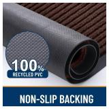 OLANLY Front Door Mat Indoor Outdoor Entrance, 2-Pack 29.5 x 17 Inch, Waterproof Heavy Duty Doormat, Fade Resistant, Low Profile, Easy Clean Patio Porch Welcome Floor Mats for Entry, Brown