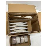 $120 Famiware Star Dinnerware Set with Pasta Bowls, Service for 4 (16pcs), Ribbed Stoneware Plates and Double Bowls Dishes Sets - Chip & Scratch Resistant, Microwave & Dishwasher Safe, Cappuccino Whit