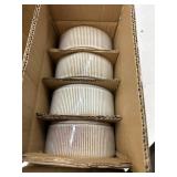 $120 Famiware Star Dinnerware Set with Pasta Bowls, Service for 4 (16pcs), Ribbed Stoneware Plates and Double Bowls Dishes Sets - Chip & Scratch Resistant, Microwave & Dishwasher Safe, Cappuccino Whit