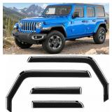 2018-2026 in-Channel Rain Guards for Jeep Wrangler JL Side Window Deflector Visors Unlimited 4 Door & for Jeep Gladiator JT 2020-2026 Vent Shades