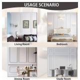 Lunghaa 6-Frame Premade Accent Wall Molding Kit, Ready-to-Assemble Wainscoting Panels, Pre-Cut Chair Rail Moulding Trim for Home D cor