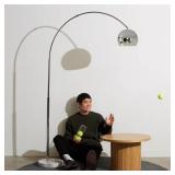 $180 Olivia 75 in. Brushed Chrome Industrial 1-Light Adjustable LED Arc Floor Lamp with Chrome Metal Bowl Shade