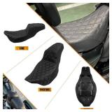 $148 One-Piece Seat Driver & Passenger Seat 2-Up Fit for Harley Touring Road King FLHR Road Glide FLTR Street Glide FLHX Electra Glide Ultra Limited FLHT 2009-2023 (Black Stitching)
