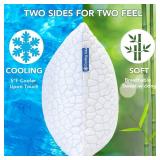 QUTOOL Cooling Pillow for Sleeping, CertiPUR-US Shredded Memory Foam Queen Pillows Set of 2, Cool Pillow for Hot Sleepers Adjustable Firm Pillow for Side, Back, Stomach Sleepers Soft Yet Support,White