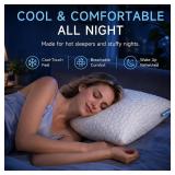 QUTOOL Cooling Pillow for Sleeping, CertiPUR-US Shredded Memory Foam Queen Pillows Set of 2, Cool Pillow for Hot Sleepers Adjustable Firm Pillow for Side, Back, Stomach Sleepers Soft Yet Support,White