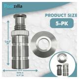 Poolzilla 5 Pack Stainless Steel Pool Cover Anchors for Concrete and Pavers, Made of High Grade SS 304 for Added Durability