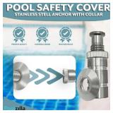 Poolzilla 5 Pack Stainless Steel Pool Cover Anchors for Concrete and Pavers, Made of High Grade SS 304 for Added Durability