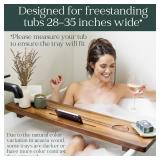Premium Nature Shed Bathtub Tray for Freestanding Bath | Large & Thick 35" Acacia Wood Luxury Bath Tray for Tub | Anti-Tip, Non-Toxic, Adjustable Bathtub Trays for Tub with Bathroom Accessories Holder