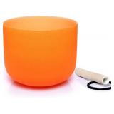 TERRITORY D Note Sacral Chakra Orange Colored Quartz Frosted Crystal Singing Bowl 8 inch