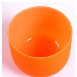 TERRITORY D Note Sacral Chakra Orange Colored Quartz Frosted Crystal Singing Bowl 8 inch