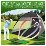 Golf Net with Practice Mat,Golf Hitting Aid Nets 10x7FT for Backyard Driving Chipping Training Swing,Gifts for Men Dad Him and Golfer