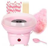 Mini Cotton Candy Maker Machine, Cotton Candy Machine with Paper Sticks & Sugar Scoop, Portable Candy Floss Maker for Birthday Party (Pink)