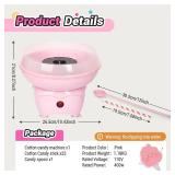 Mini Cotton Candy Maker Machine, Cotton Candy Machine with Paper Sticks & Sugar Scoop, Portable Candy Floss Maker for Birthday Party (Pink)