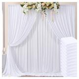 $140 60ftx10ft Wrinkle Free White Backdrop Curtains for Parties, Silky Polyester Photo Backdrop Drapes 12 Panels 5x10ft Back Drop Cloth for Wedding Birthday Baby Shower Photography Background